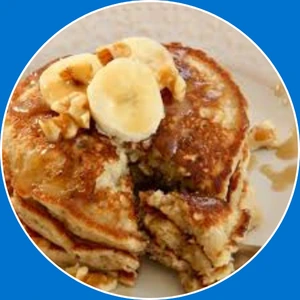 “Pancakes made with bananas and nuts.”