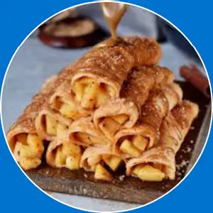 “Crepe filled with warm cinnamon apples.”