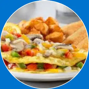 “Omelette with fresh garden vegetables.”