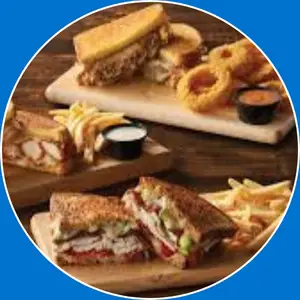 “Lunch Duo Offer featuring a combination of two lunch favorites, such as sandwiches, burgers, or salads, served with sides.”