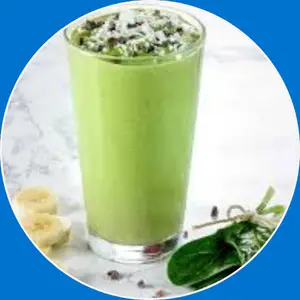“Green Power smoothie made with nutrient-rich greens blended into a fresh, energizing drink.”