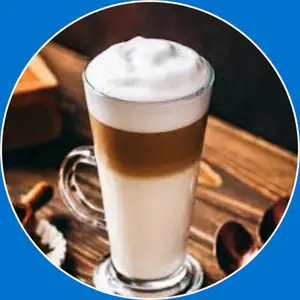 “Hot latte with steamed milk.”