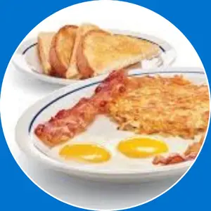 “Simple breakfast with two eggs and sides.”